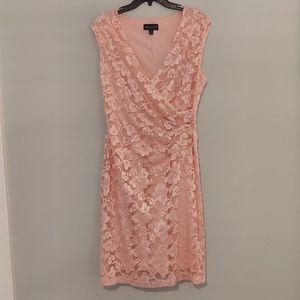 Connected Apparel Women's Pink Lace Sleeveless Dress Size 16